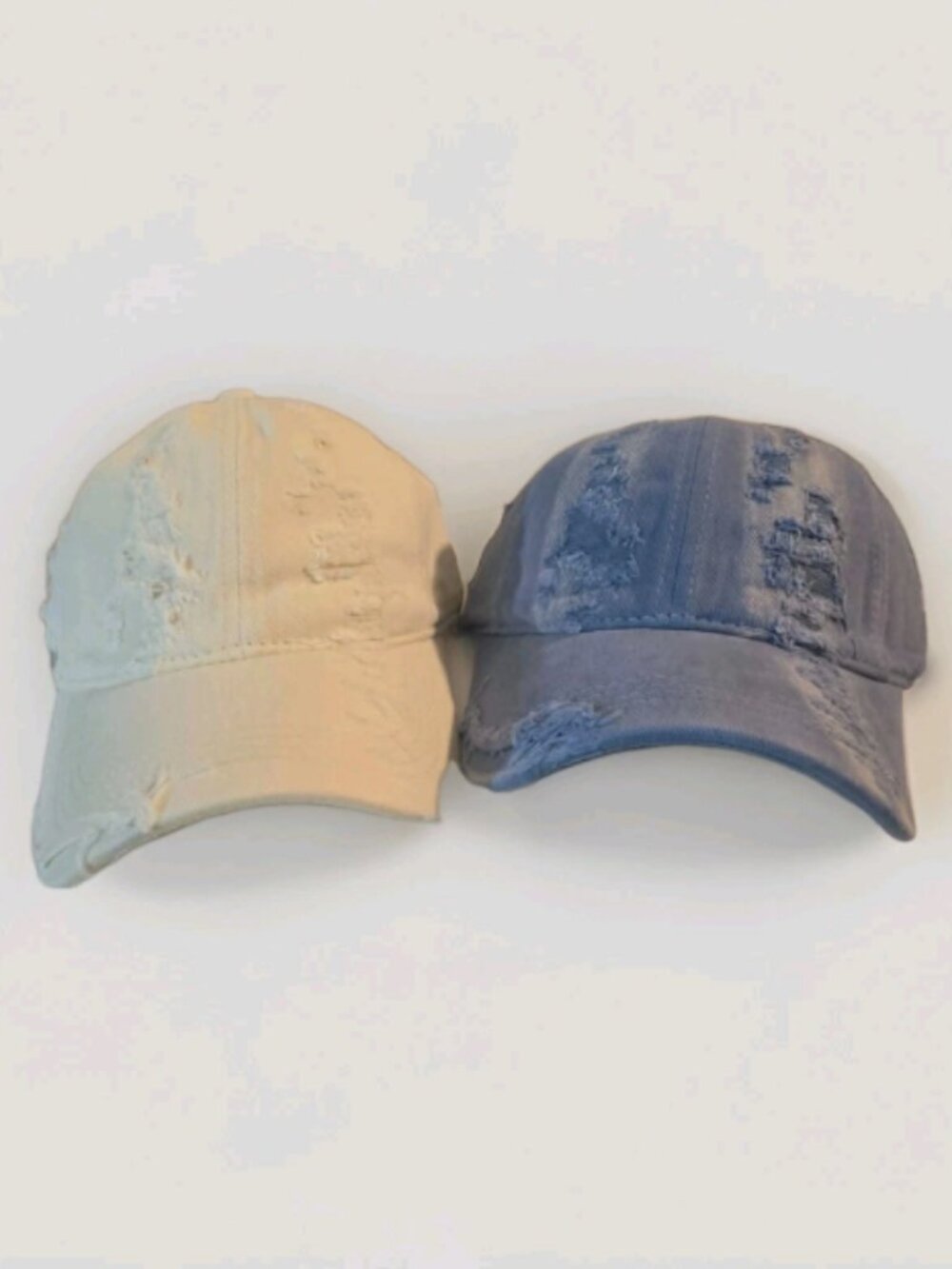 Distressed Hat Denim Hat Warm White Hat BRAND NEW Pack of 2 adjustable back